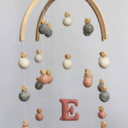 Baby Mobile Felt Balls - Pom Baby Nursery Neutral Neutral Nursery Crib For Girl Hanging Pink - thumbnail 3