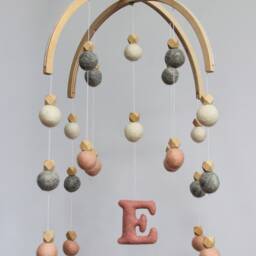 Baby Mobile Felt Balls - Pom Baby Nursery Neutral Neutral Nursery Crib For Girl Hanging Pink - thumbnail 2