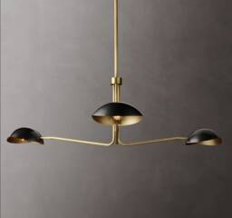 Mid Century Antique Brass Black Sputnik Italian Ceiling Handmade Vintage Chandelier Curved Arms Starburst Light Fixture