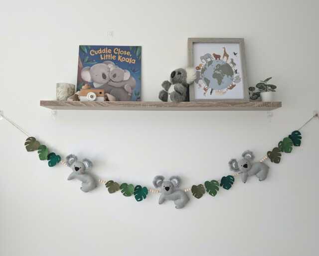 Felt Koala & Leaf Garland For Kids Bedroom D??cor, 110cm Australian Theme Bunting - image 1