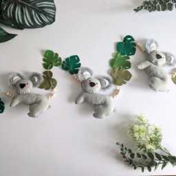 Felt Koala & Leaf Garland For Kids Bedroom D??cor, 110cm Australian Theme Bunting - thumbnail 2