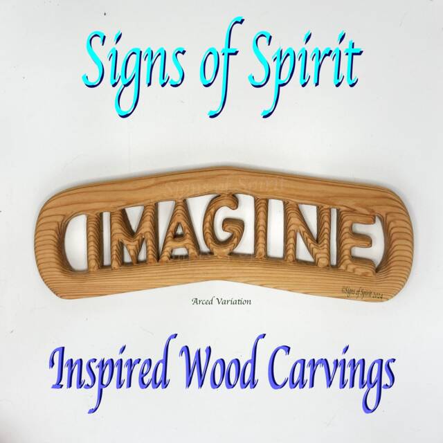 Imagine Wood Carving, Musical Peace Quote Wall Hanging, Inspirational Words Teacher Gift Hippie Carved Art, Creativity Person - image 1