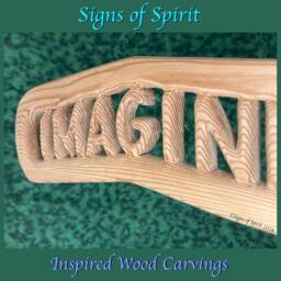 Imagine Wood Carving, Musical Peace Quote Wall Hanging, Inspirational Words Teacher Gift Hippie Carved Art, Creativity Person - thumbnail 3