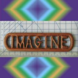 Imagine Wood Carving, Musical Peace Quote Wall Hanging, Inspirational Words Teacher Gift Hippie Carved Art, Creativity Person - thumbnail 4