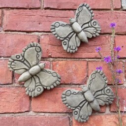 Reconstituted Stone Garden Set Of 3 Butterfly Wall Plaques - thumbnail 2