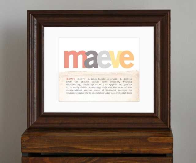 Custom Art Print With Origin Of Name - Baby Shower Gift, Mom Modern Nursery Art, Rainbow, Girl's Room Decor 8 X 10 - image 1
