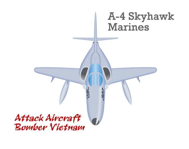 A-4 Skyhawk Marines Wall Fabric Decal Vietnam Attack Fighter Bomber Front View Airplane Up To 31 - image 1