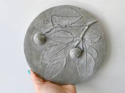 Tile Apple Tree Cast Concrete. Botanical Decorative Unique Plaster Wall Art Fram?? Wood Concrete Impression Pressed Flowers Eco Friendly - thumbnail 1