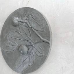 Tile Apple Tree Cast Concrete. Botanical Decorative Unique Plaster Wall Art Fram?? Wood Concrete Impression Pressed Flowers Eco Friendly - thumbnail 3