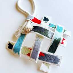 Hand Embroidered Fiber Art Wall Hanging Abstract Textile Decor - thumbnail 2