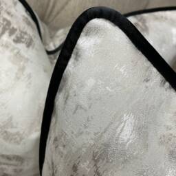 Pillow Cover, Champagne Cushion Designer Cover Clarke & Tessere Fabric, Black Piped - Metallic Natural - thumbnail 2
