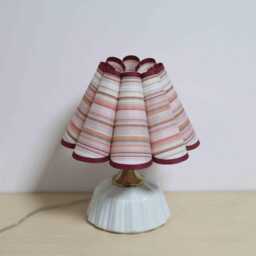 Handmade Pink Striped Table Lamp For Mothers Day Gift-61# - thumbnail 1