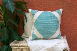Riptide Handmade Kilim Cushion Cover Bohemian Throw Pillow Cotton Southwestern Flatwoven Moroccan Handcrafted 16x26 18x18 Teal Pillowcase
