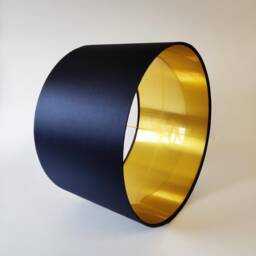 Midnight Blue Lampshade in Satin With Gold Lining - thumbnail 3