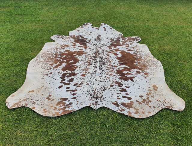 Brown & White Speckled Cowhide Rug-Genuine Cow Skin Rug For Western Home Decor-Brazillian Rug-Luxurious Large Floor Area - image 1