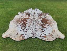 Brown & White Speckled Cowhide Rug-Genuine Cow Skin Rug For Western Home Decor-Brazillian Rug-Luxurious Large Floor Area - thumbnail 1