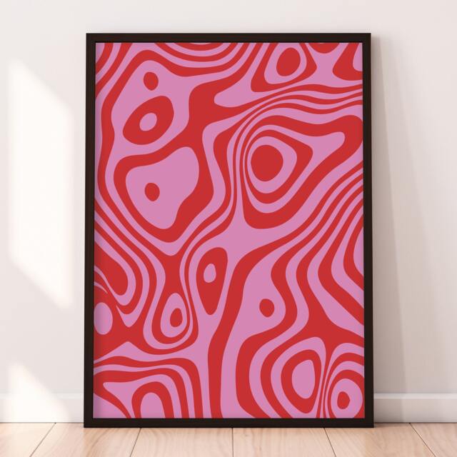 Retro, Wavy, Swirl, 60's, 70's, Abstract, Psychedelic, Unframed Art Print - image 1