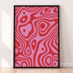 Retro, Wavy, Swirl, 60's, 70's, Abstract, Psychedelic, Unframed Art Print - thumbnail 1