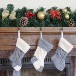 Hand Knit Christmas Stocking Set Wool Family Socks - thumbnail 3