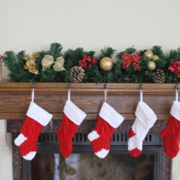 Hand Knit Christmas Stocking Set Wool Family Socks - thumbnail 2