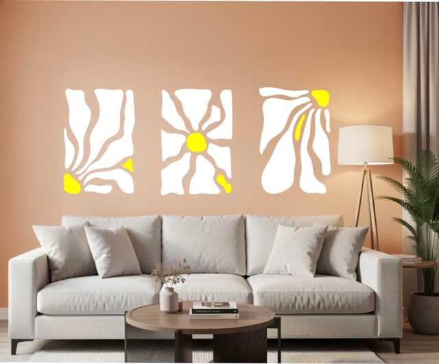 Sale Retro Floral Wall Decal Mid Century Modern Decor - image 1