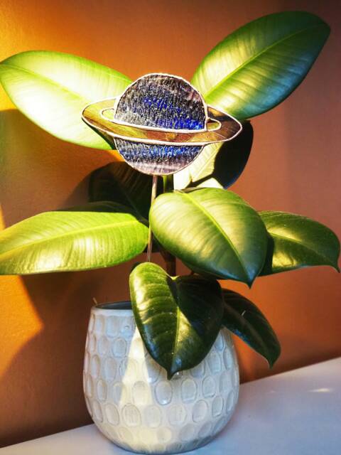 Planet Stained Glass Plant Stakes// Space Decor, Lovers, Gift For Solar System, Quirky Decor - image 1