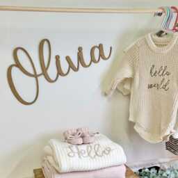 Nursery Name Sign - Wall Personalized Wooden Elegant Font Personalise Your Baby's Decor - thumbnail 3