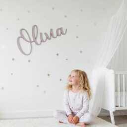 Nursery Name Sign - Wall Personalized Wooden Elegant Font Personalise Your Baby's Decor - thumbnail 2