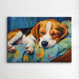 Baby Beagle Abstract Dog Puppy Pet Animal Oil Painting Splatter Wall Art, Framed Canvas Poster Print, Home Kitchen Office Room Decor, Gifts - thumbnail 3