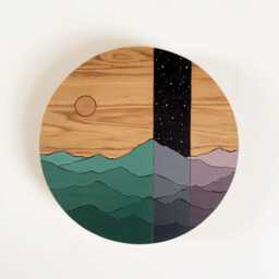 Ash Day-Night Circle - Wood Wall Art Nature Inspired New Home Decor - thumbnail 3