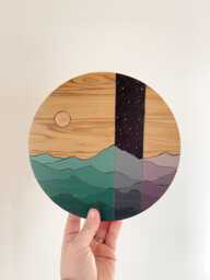 Ash Day-Night Circle - Wood Wall Art Nature Inspired New Home Decor - thumbnail 1