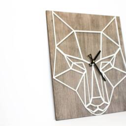 Geometric Wolf Wooden Wall Clock Modern Animal Decor - 16.9x14 - thumbnail 4