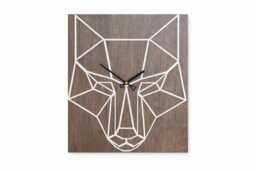 Geometric Wolf Wooden Wall Clock Modern Animal Decor - 16.9x14 - thumbnail 1