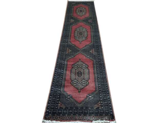 2.6x11 Pink Color Bokhara Rug - Runner Hallway Luxury Long Fine Quality Green Afghan - image 1