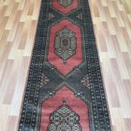 2.6x11 Pink Color Bokhara Rug - Runner Hallway Luxury Long Fine Quality Green Afghan - thumbnail 3