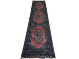 2.6x11 Pink Color Bokhara Rug - Runner Hallway Luxury Long Fine Quality Green Afghan