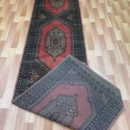 2.6x11 Pink Color Bokhara Rug - Runner Hallway Luxury Long Fine Quality Green Afghan - thumbnail 4