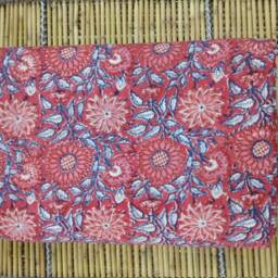 Hand Block Print Cotton Quilt Reversible Floral Ac Blanket - thumbnail 3