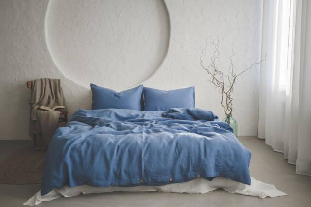 Linen Duvet Cover - Soft Washed Natural Bedding, Breathable, Eco-Friendly Comforter Cover, Blue, White, & Custom Colors in All Sizes - image 1