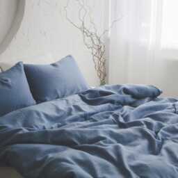Linen Duvet Cover - Soft Washed Natural Bedding, Breathable, Eco-Friendly Comforter Cover, Blue, White, & Custom Colors in All Sizes - thumbnail 2