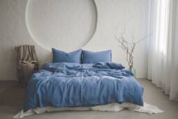Linen Duvet Cover - Soft Washed Natural Bedding, Breathable, Eco-Friendly Comforter Cover, Blue, White, & Custom Colors in All Sizes - thumbnail 1