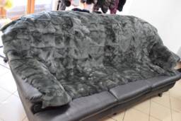 Real Rex Rabbit Fur Blanket Throw Green Color, Home Warmer - thumbnail 1