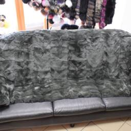 Real Rex Rabbit Fur Blanket Throw Green Color, Home Warmer - thumbnail 2