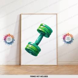 Green Home Gym Prints - 3 Fitness Posters - Minimalist Watercolour Design Sports Motivation Poster Athlete Decor Wall Art Gift - thumbnail 3
