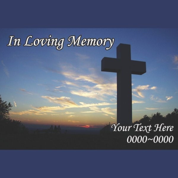 Cross in Loving Memory Full Color Rectangle 006 Custom Vinyl Wall Decal Or Car Sticker - Ilmfullcolorrectangle006Et