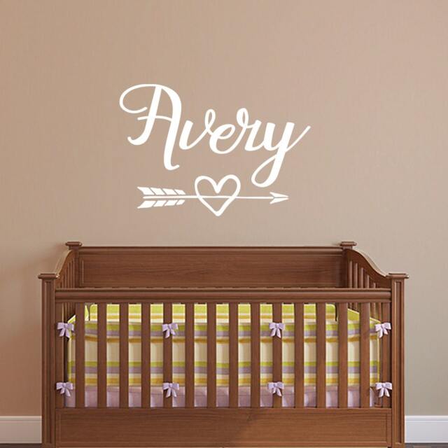 Personalized Name Decal, Arrow Heart Decor, Nursery Wall Monogram Girl Decal - image 1
