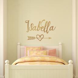 Personalized Name Decal, Arrow Heart Decor, Nursery Wall Monogram Girl Decal - thumbnail 2