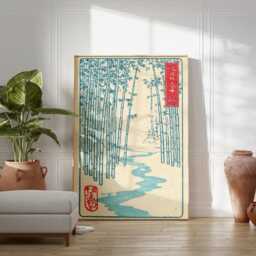 Blue Bamboo Forest Poster - Japanese Woodblock River Landscape Minimal Zen Nature Art - thumbnail 3