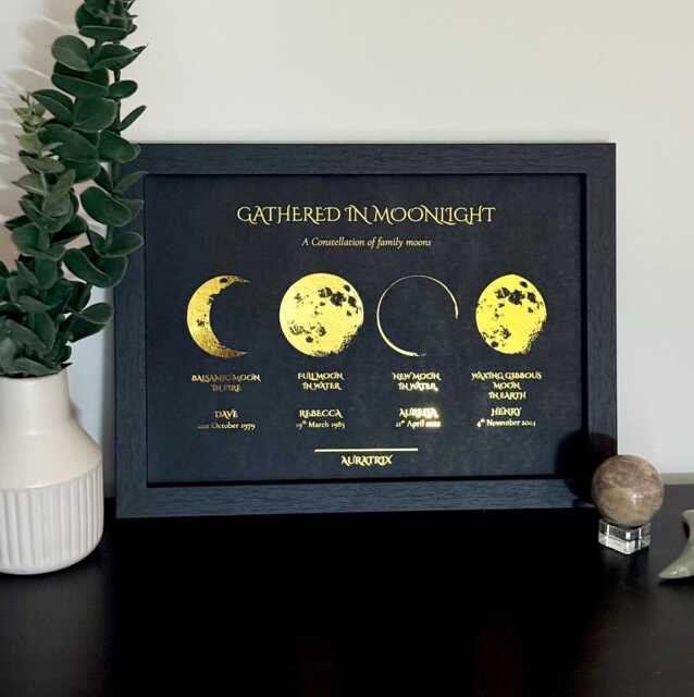 Personalised Family Moon Phase Foil Print, Mothers Day Gift, Custom Wall D??cor - image 1