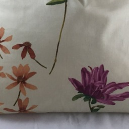 Floral Cotton Sateen Cushion, Green Stripe Back, 20x18 Inches - thumbnail 3